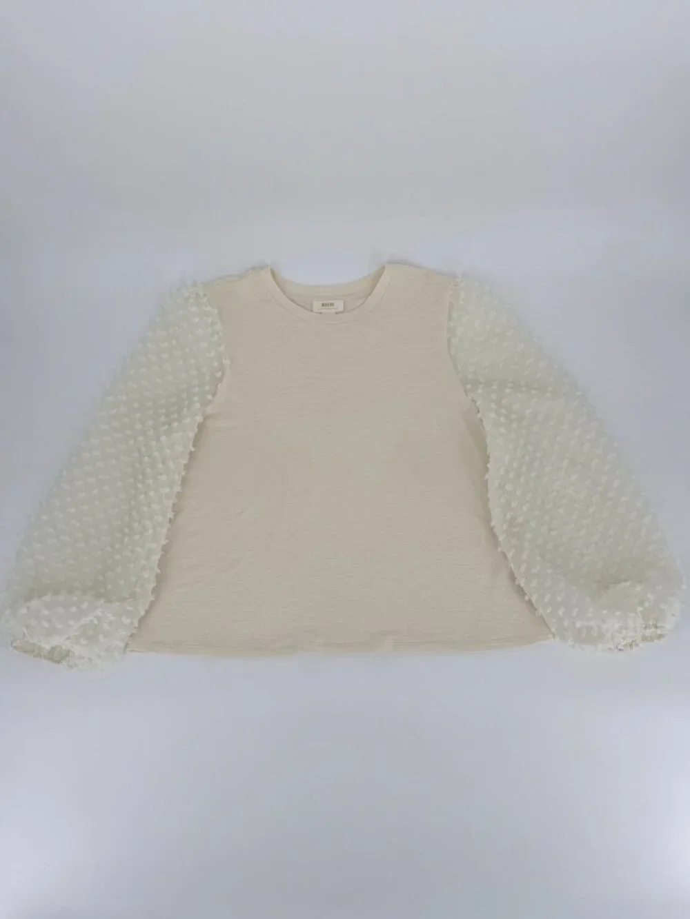 Anthropologie Maeve Romantic Puff Sleeve Top 🤍 Swiss Dot XL